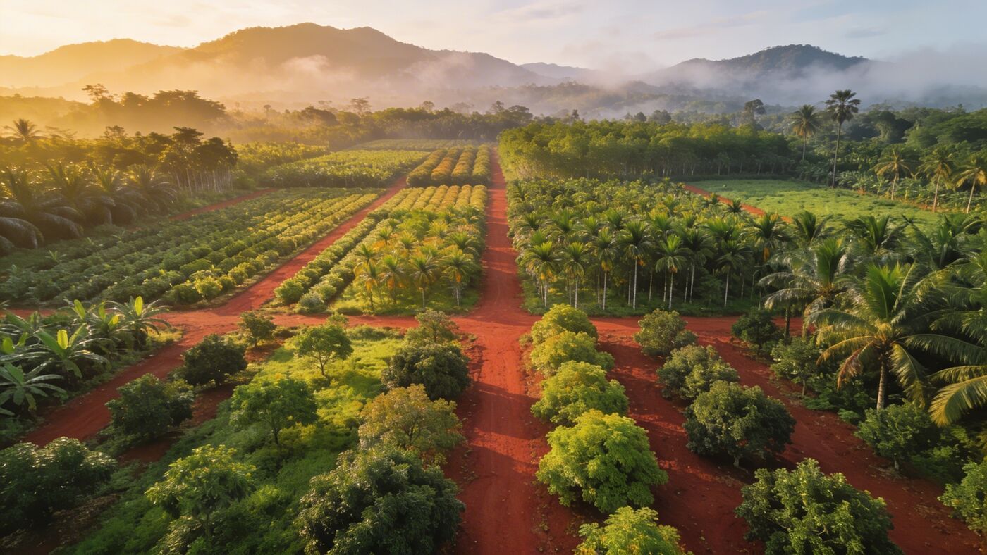 Aerial view of Thai plantation development