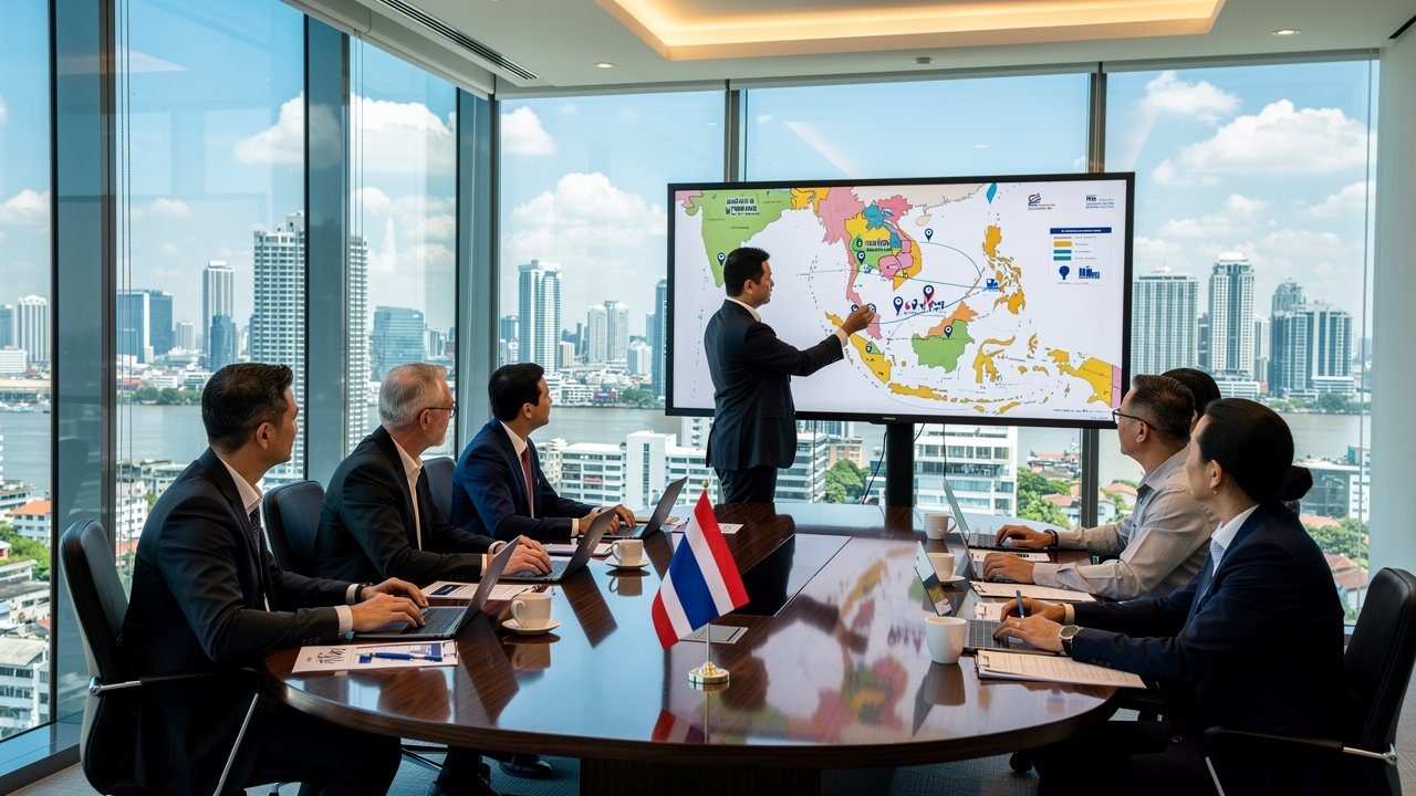 Executives reviewing supply chain strategy in a boardroom