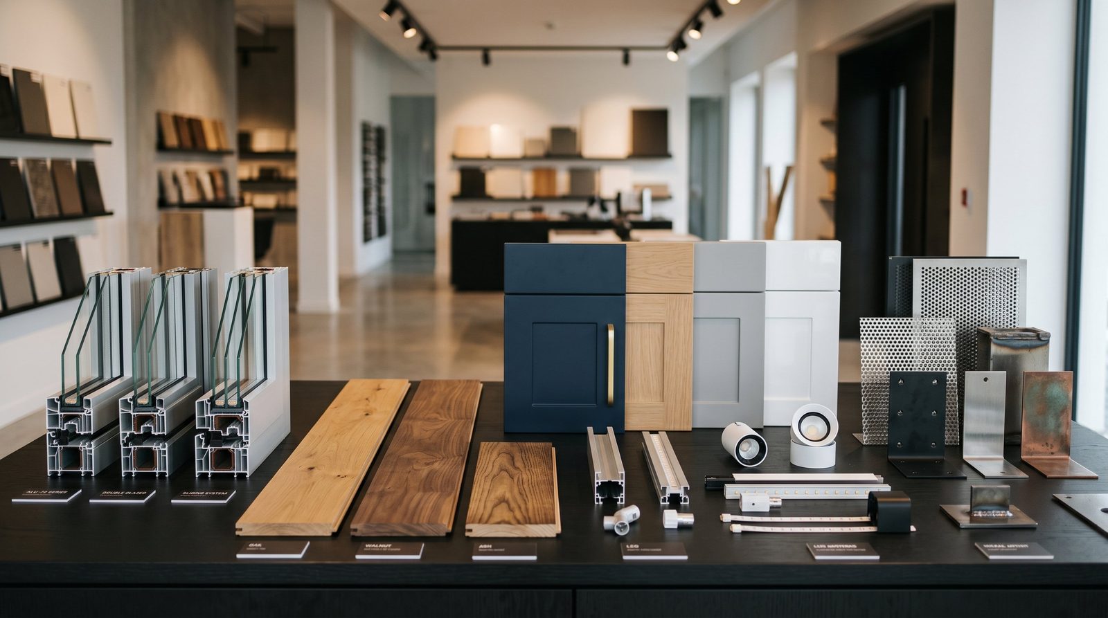 Siamril product line samples and materials arranged for client review