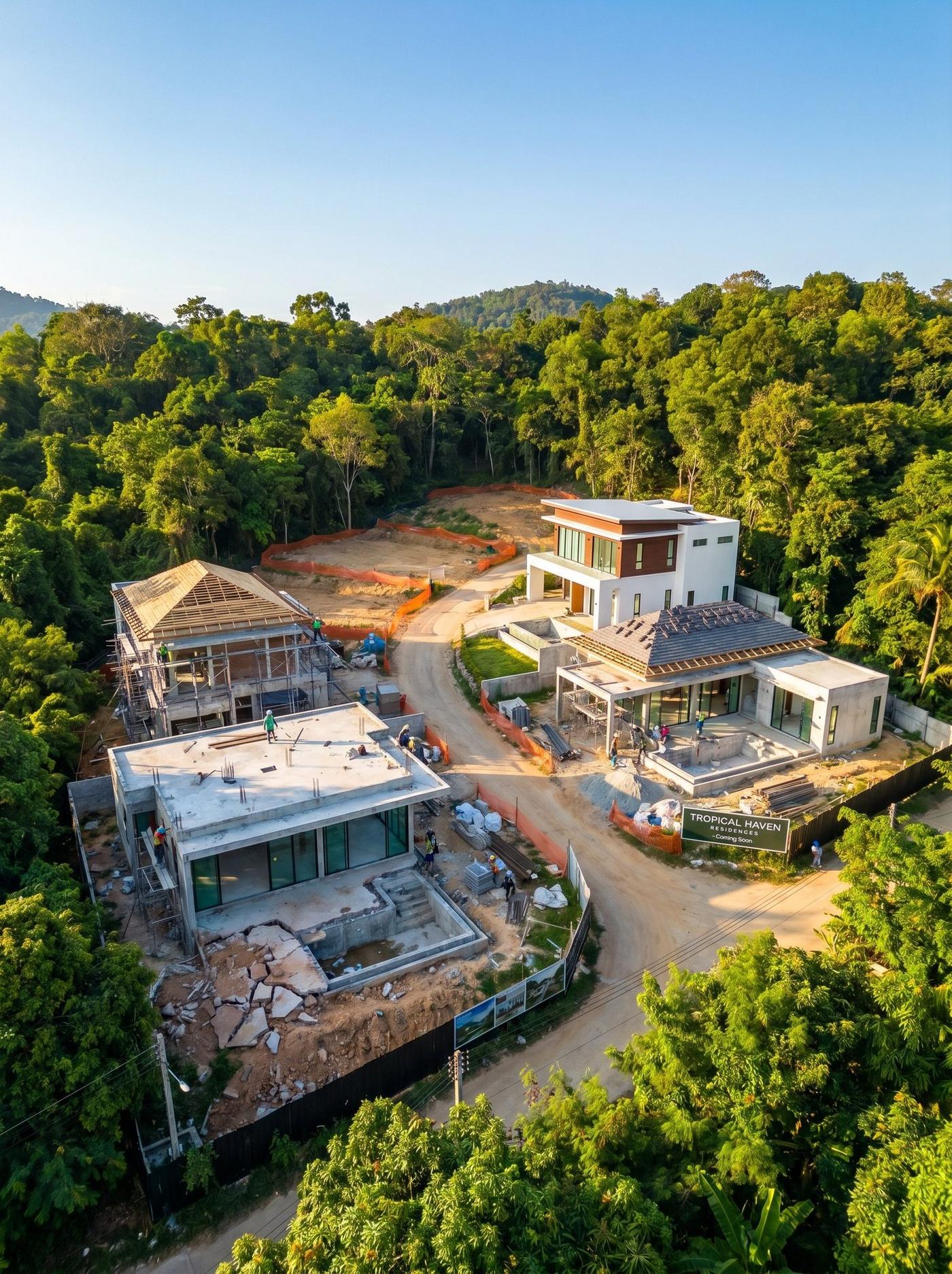 Villa under construction in a Siamril-managed development
